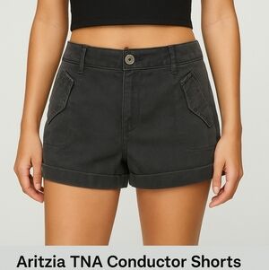Aritzia TNA Conductor Shorts 100% Lyocell Black 6